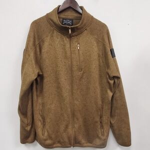 Grunt Style Mens Full Zip Sweater Jacket Size XL Coyote Brown Mock Flag Patch